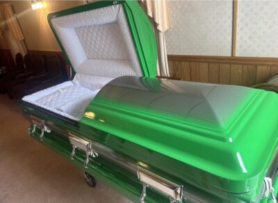 “Where to buy the color green casket/coffin online”