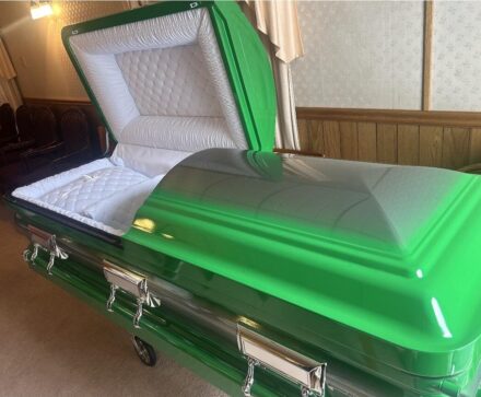 “Where to buy the color green casket/coffin online”