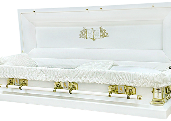 Casket Emporium Series White Cross Full Couch