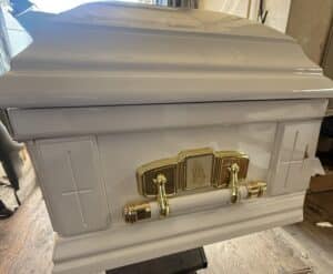 White Cross Wood Casket photo review