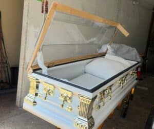 Clarity Clear Casket White and Gold photo review