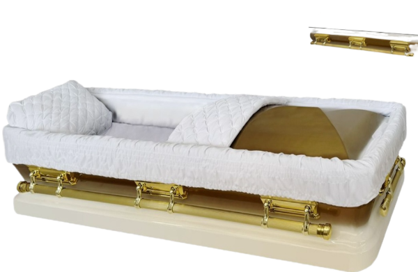 Apollo Series Full Couch White/Gold Casket