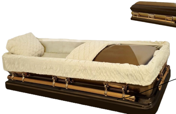 Apollo Series Full Couch Copper and Gold Casket