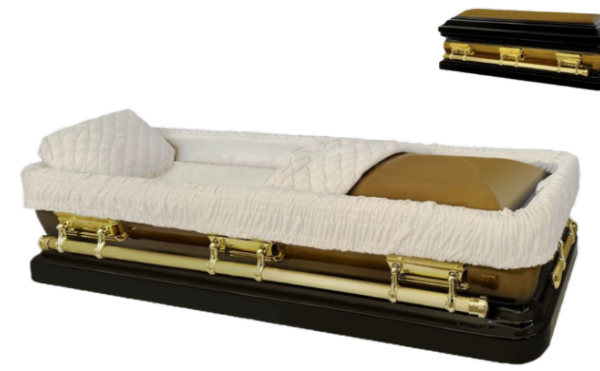 Apollo Series Full Couch Bronze and Gold Casket