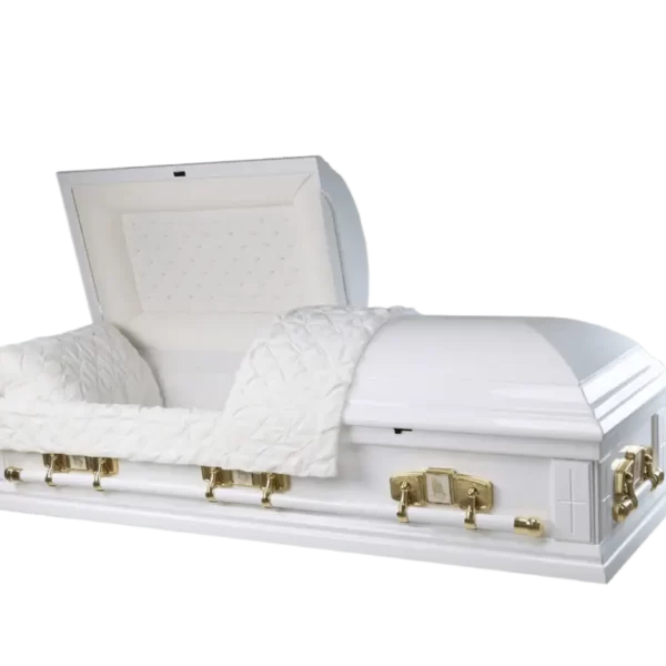 White Cross Wood Casket