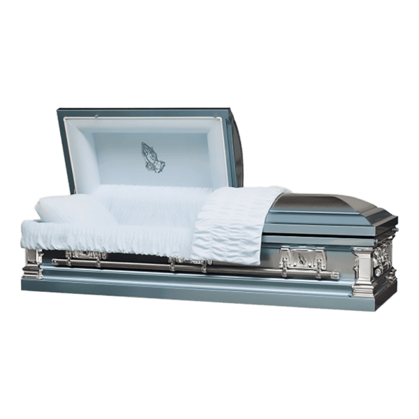 Blue Praying Hands Casket